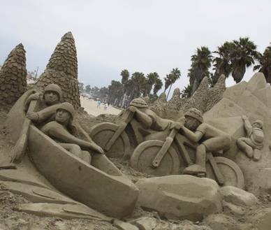 Sandskulptur in Santa Monica, Englisch Sprachreisen für Erwachsene